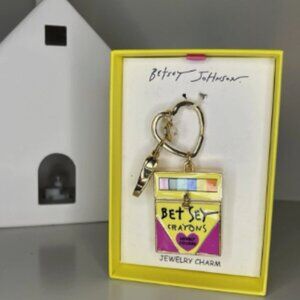 Betsey Johnson Open Crayon Box Bag Charm/Keychain – Gold Tone Enamel